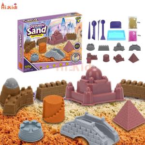[SG Seller]Kids Sensory Dynamic Magic Sand Set Colorful Moldable Kinetic Sand With Strawberry Grape Fruit Molds Indoor Play Toy