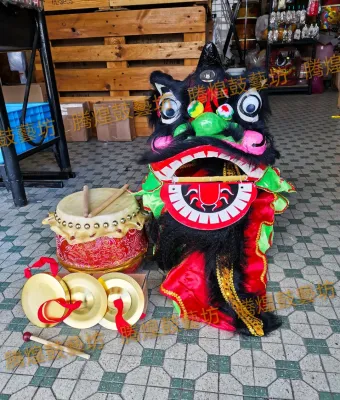 8 inch children lion dance drum gong and cymbals complete set (large size)，8寸儿童狮鼓铜锣铜钹全套（大号）