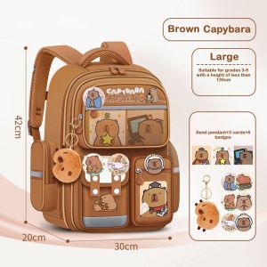 ADDO Cartoon Capybara Backpack Large Capacity Water-Repellent Schoolbag Cute Alleviate Burden Backpack for Students School