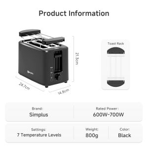 【New Launch】Simplus Toaster丨700W High Power丨7-Level Toasting Settings丨2-Minute Quick Breakfast丨Easy To Clean