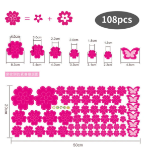 108PCS  Back-to-School Season Halloween Christmas Bohemian Style Multicolor Daisy Flower Wall Decals - Easy Stick Removable PVC Stickers for Holiday Party Game Room Living Room Bedroom Suitcase Kitchen and Bathroom Car Door Window Decorations
