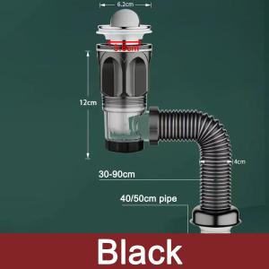 Wash Basin Drain Elastic Pipe Anti Bloking Sink Drainer Support Side Vertical Mounting PE Material