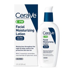 CeraVe PM Facial Moisturizing Lotion Ultra Lightweight Moisturizing Lotion with Hyaluronic Acid Anti-Aging Skin Whitening Suitable for Sensitive Skin 89ML