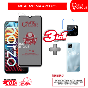 Tempered Glass Realme Narzo 20 Anti Gores Spy Matte Privacy Free Camera Lesn dan Skin Carbon