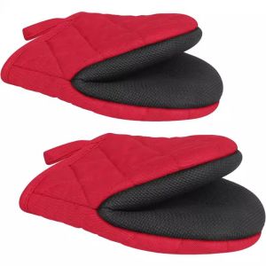 BAGUO(霸果) Anti-scald Short Oven Gloves Non-slip Heat Resistant Barbecue Handschoen Comfortable Thickened Baking Hand Mitts Kitchen Accessories