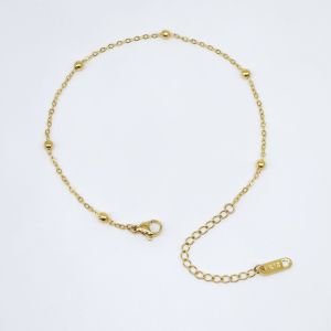 Lắc chân titan nữ đính hạt bi tròn dây đơn và dây đôi cá tính sáng màu không gỉ