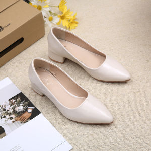 [FA] summer fashion 1 inch pointed toe glossy leather  high heels womens shoes