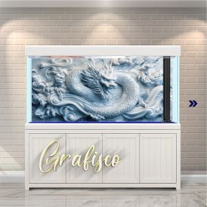Stiker Background Aquarium Vinyl Premium Tahan Air - Dragon Sculpture (DS)