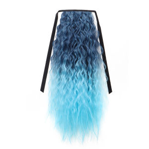 วิกผมหยิกยาวหางม้าแบบมีสายรัด วิกผมผู้หญิงลอนข้าวโพดและผมยาว วิกผมยาวหยิกหยักศก