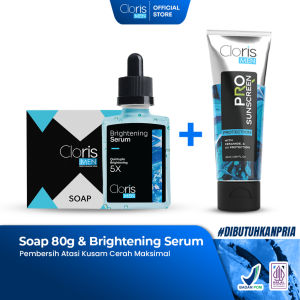 Clorismen Paket Sabun 80gr & Brightening Serum - Skincare Pria Untuk Mencerahkan Wajah Bebas Kusam