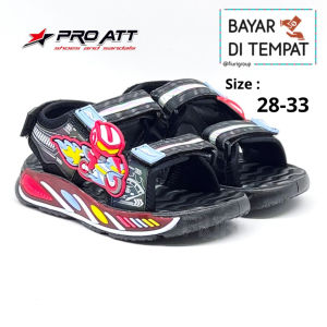 FIURI - PRO ATT - DIM 201 V 28-33 HITAM MERAH - SEPATU SANDAL KANVAS SOL KARET ANAK KECIL LAKI-LAKI  - SANDAL PEREKAT KETS  LUCU FASHION TRENDY - SEPATU SANDAL KRETEKAN COWOK MURAH PROMO DISKON