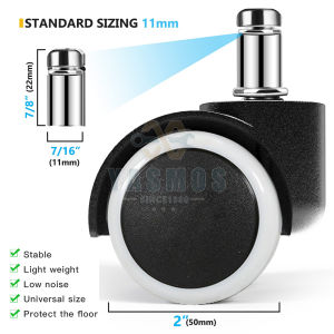 Yasmos Office Chair Casters 2 Inches Universal Wheels Silent Rubber Wheels Swivel Casters