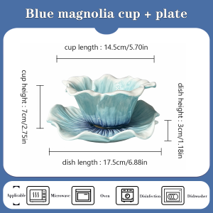 Faux magnolia ceramic bowls and dishesCeramic Underglaze colorhand-painted tableware hand-mademagnolia 6-inch bowl and 7-inch snackplate Instant noodle bowlcereal bowl and soup bowl with saucer dinnerware Tumblers SetFading-resistant ceramic tableware.