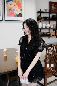 L_ Set bling cổ bẻ dáng ngắn kèm chân váy bồng siêu xinhh