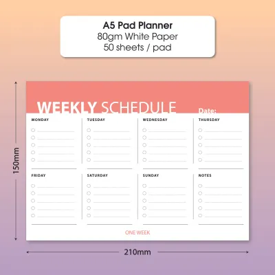 DIY undated Planner Undated Weekly & monthly planner A5 50 sheets To Do List Office & School Memo pad Time Manager Notebook