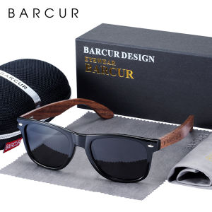 BARCUR Kính Râm Quả Óc Chó Màu Đen Chất Lượng Cao Chống Phản Xạ Nam Nữ Gương Kính Chống Nắng Nam UV400 Kính Râm Bằng Gỗ Oculos2026