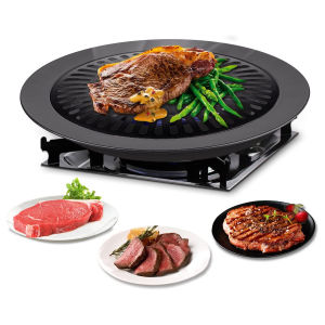 Korean Stovetop Stainless Steel Non-Stick Smokeless Roasting Round Barbecue Grill Pan for Indoor Outdoor BBQ keimav