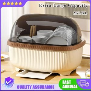 Kitchen Dish Rack with Dustproof Insectproof Cover Bowl and Chopsticks Storage Box Kitchen Utensil