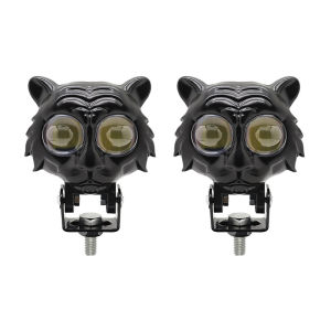 2PCS Mini Driving Lights Spotlights White+Yellow LED Headlights Bulbs for Motorcycle Car Tiger