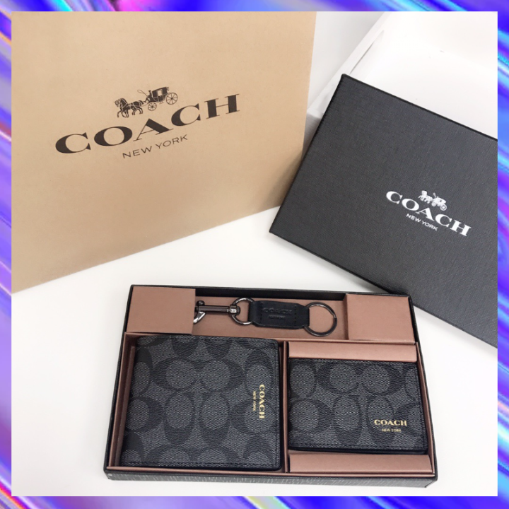 READYSTOCK!! COACH Men Wallet Gift Set - Bleecker Compact Signature ...