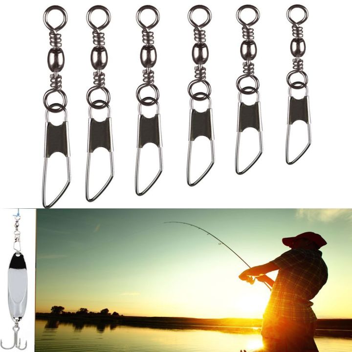 PENGA 100PCS/pack Buckle With Interlock Tackle Swivels Solid Rings Hanging Snap  Fishing Pins Fishing Line Connector