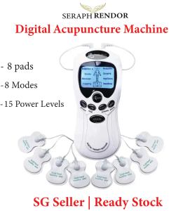 SERAPH RENDOR (SG Seller) Digital Acupuncture Therapy Machine | 8 Pads | 8 Modes | Adjustable Duration | 15 Pressure Levels | Stress and Ache Relief