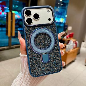 For iPhone 18 Pro Max Case Fashion Premium feel Bling Glitter Magnetic Stand Back Cover For 17 Pro Phone Shell Funda