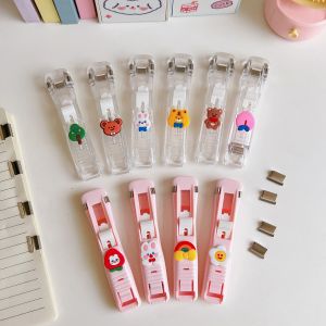 【SG stock】Cute Portable Staple-free Stapler Set Handheld Paper Fast Clam Clip Dispenser Stapler Office Bookbinding Supplies Machine