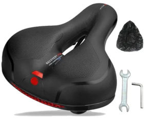 COMFORTABLE WATERPROOF BIKE SEAT CUSHION WITH LIGHTS USB CABLE CHARGE LIGHTINGS BICYCLE SEAT WITH DUAL SHOCK ABSORBING BALL MEMORY FOAM WATERPROOF WIDE BICYCLE SADDLE FIT