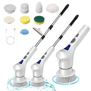NAMSHEVA Handheld Electric Cleaning Brush LED Buy 1 take 9 Electric Spin Scrubber Quality Multi-functional Cordless Cleaning Brush Home