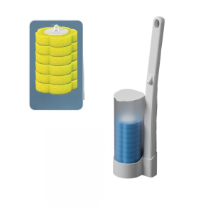 Clean Hands Dispossable Toilet Brush Set Anti-Bacterial Odor-Free No Dead Ends Cleaning Replaceble Brush