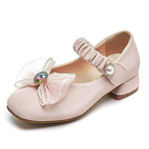 Sepatu Pesta Anak Low Heel Pearly Tie Import Murah (ZH-SS221)