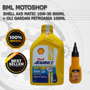 Paket Oli Matic Shell AX5 10W-30 800ml dan Oli Gardan 1Set Sepasang