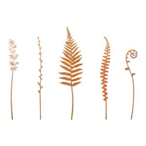 Rusted Iron Fern Stake 5Pieces Outdoor Decoration For Fern Support In Garden Beds Flower Arrangement