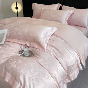60s Luxury Jacquard Washed Tencel Four-Piece Set Ice Silk Naked Sleep Silky Smooth Duvet Cover Cool Bedding Three-Piece Set ALZD