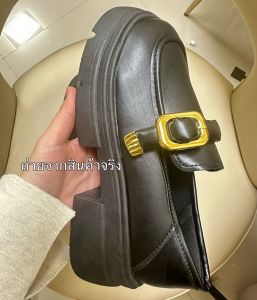 One for all พร้อมส่งจากไทย TX599 รองเท้าโลฟเฟอร์ หนัง PU ส้นหนา หัวกลม แต่งหัวเข็มขัดโลหะ สไตล์ญี่ปุ่น สําหรับนักเรียน ใส่ทํางาน