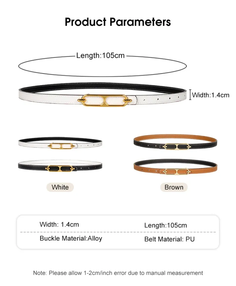 LouisWill Women Belts Fashion Thin Belts Elegant Thin Belt Gold