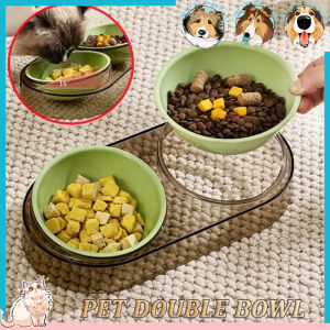Dog Food Bowl Adjustable Cat Water Bowl Double Bowls for Dogs Feeding Neck Protector Detachable Dog Food Container Pet Supplies