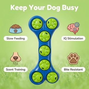 OUTOPEN Bite-Resistant Interactive Puzzle Feeder Colorful Non-Toxic Dog Slow Feeder Enrichment Feeding Supplies Bone-Shaped Feeder Feeding Pets