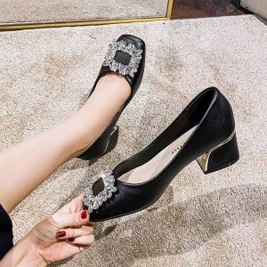 Single Shoes Womens Soft Soles One-footed Beanie Shoes Autumn Popular Varieties Skirts Shallow Square Toe Low-heeled Scoop Shoes