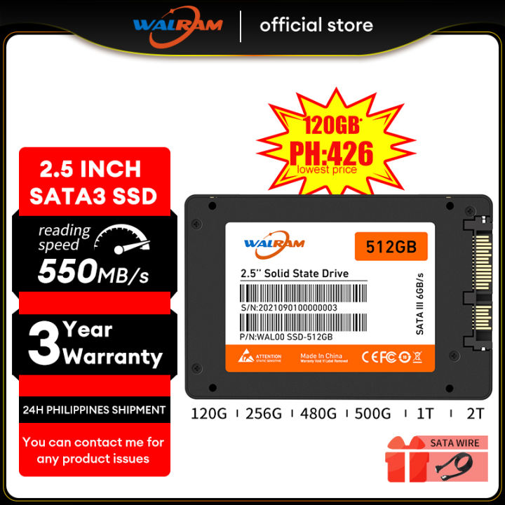 WALRAM SSD SATA 120GB 128GB 240GB 256GB 512GB 1TB 2TB SATAIII  Hard Disk SSD Laptop Computer Desktop Computer Universal Hard Disk internal 