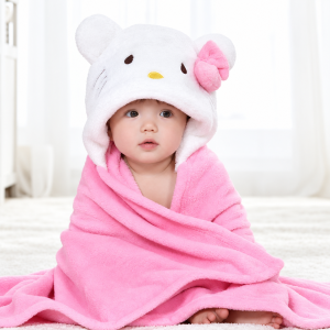 Cotton flannel baby blanket hooded bath towel Children Beach Hooded Towel Children Cartoon