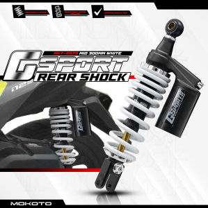 MOKOTO MIO G-SPORT REAR SHOCK ABSORBER 300MM HIGH SUPENSION SHOCK BLACK / WHITE FOR YAMAHA MIO MOTORCYCLE 1 PIECE ONLY
