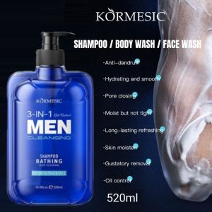 Men 3 In 1 Body Wash & Shampoo Active Cool & Face Wash (520ml) Anti Hair Fall Anti-Dandruff Shampoo All in 1 For Men Body Hair & Face Cleanser With Cooling Effect Shower Gel Body Wash