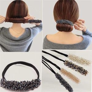 RISEDOT คริสตัล   เครื่องมือจัดแต่งทรงผม   อุปกรณ์เสริม Headwear   Donut Bun Maker   ที่คาดผม   Quick Bun Curler  Rhinestone Lazy Hairpin