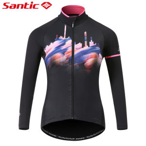 Santic Women Cycling Jersey Jacket Winter Windproof Keep Warm Fleece Long Sleeve Bike Bicycle Coats
