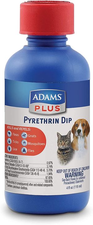 Adams Plus Pyrethrin Dip for Dogs and Cats Fleas Ticks 4 fl.oz