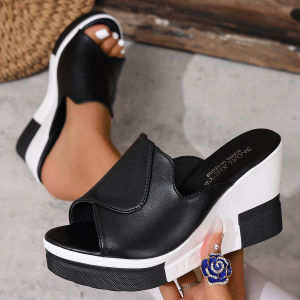 [Free Shipping] Plus-Size WomenS Wedge Sandals With A Fish-Mouth Design 2026 Summer New Collection Thick-Soled Height-Increasing And Featuring A Single-Strap Design Perfect For The Beach