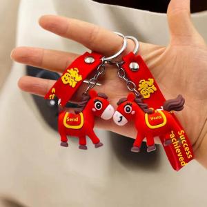 [fenggongshuode] Cartoon Horse Year Cute Personality Key Ring Bag Pendant Car Key Accessories Keychain Decoration Christmas New Year Gift