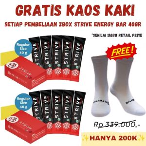 STRIVE Energy Bar Beli 2BOX 40g Cemilan Sehat Olahraga FREE KAOS KAKI